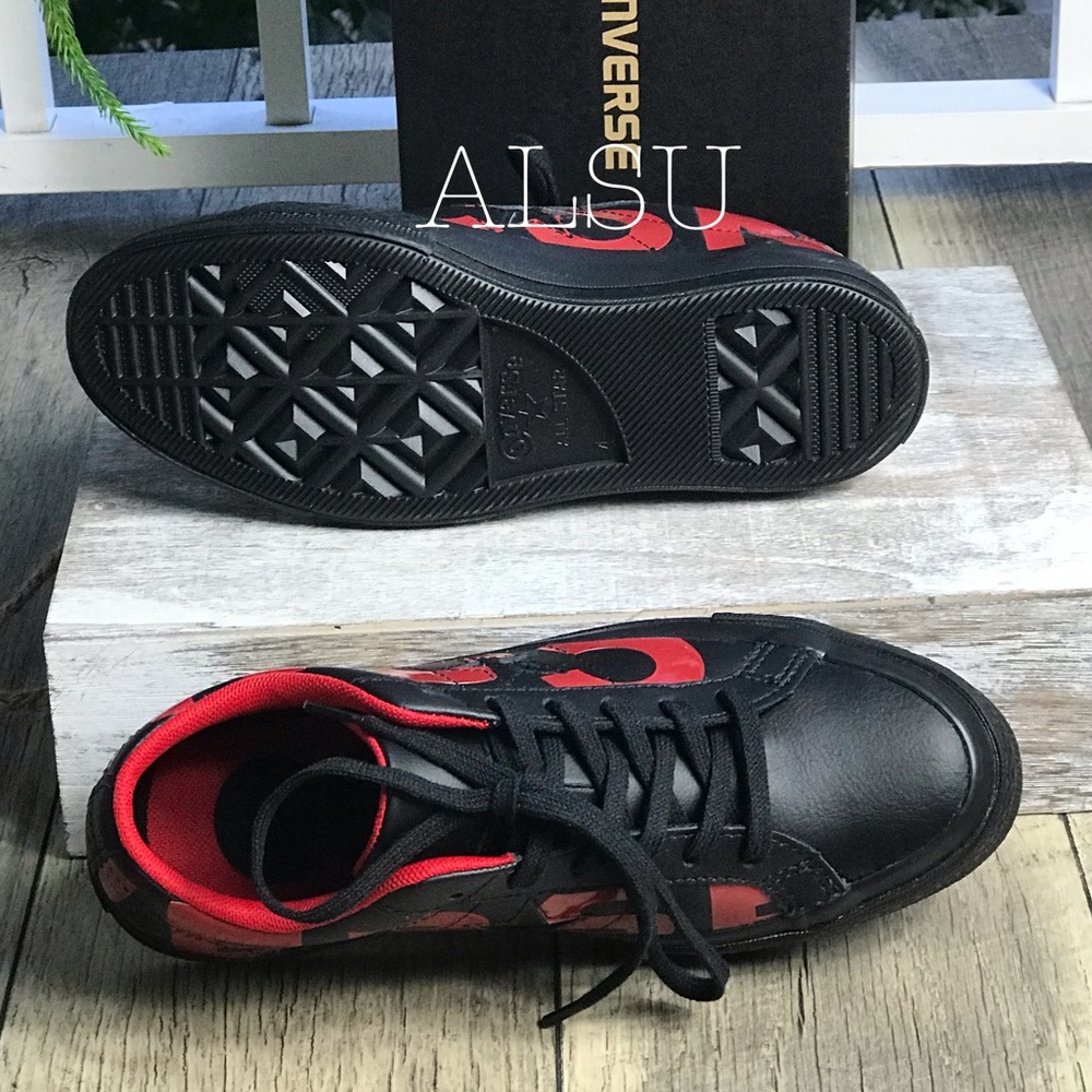 Converse One Star⭐️OX  Black Red Leather W AUTHENT - Picture 4 of 8